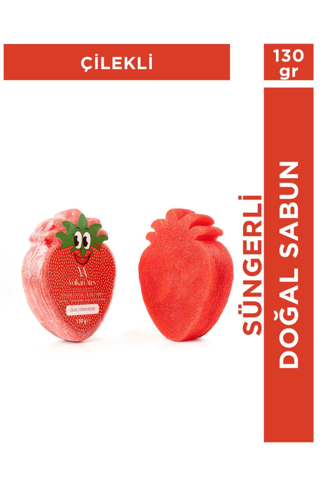 Volkan Ates Natural & Beauty Çilek Özlü Süngerli Doğal Sabun 130 gr