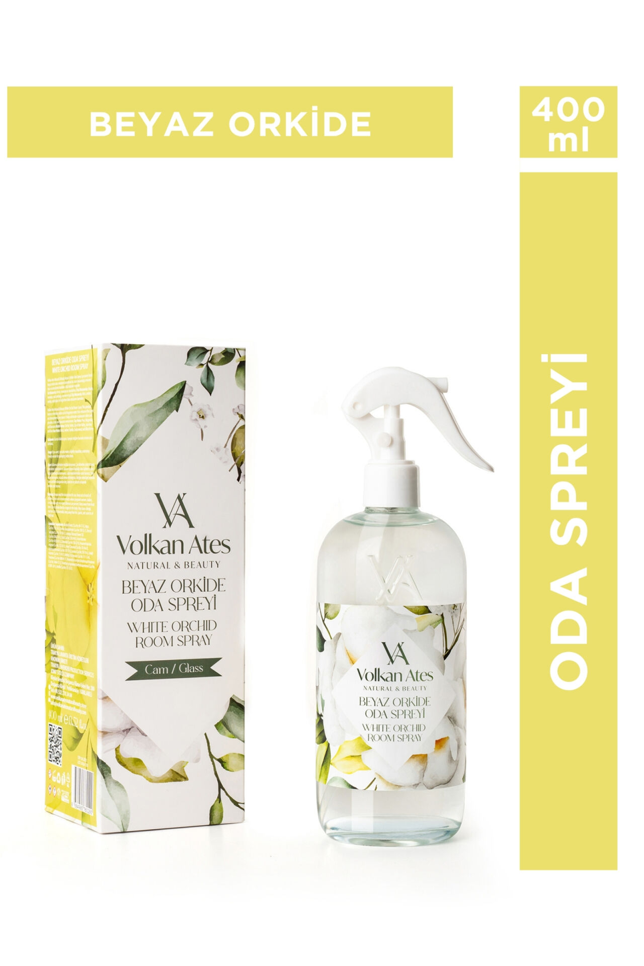 Volkan Ates Natural & Beauty Beyaz Orkide Kokulu Oda Spreyi Cam Şişe 400 ml